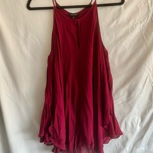 Dark Pink Tank Top- High Neck, Flowy Bottom
